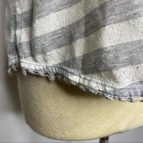 Anthropologie Eloise Gray White Racer Striped Tank Top Large - Picture 3 of 10